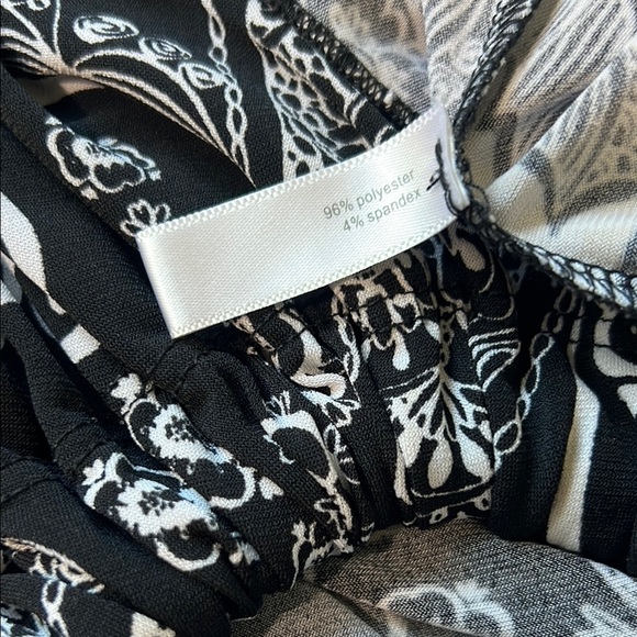 Paisley Ruffle Hem Midi Dress Sleeveless Black White Print Casual Size‎ XL - Picture 8 of 8